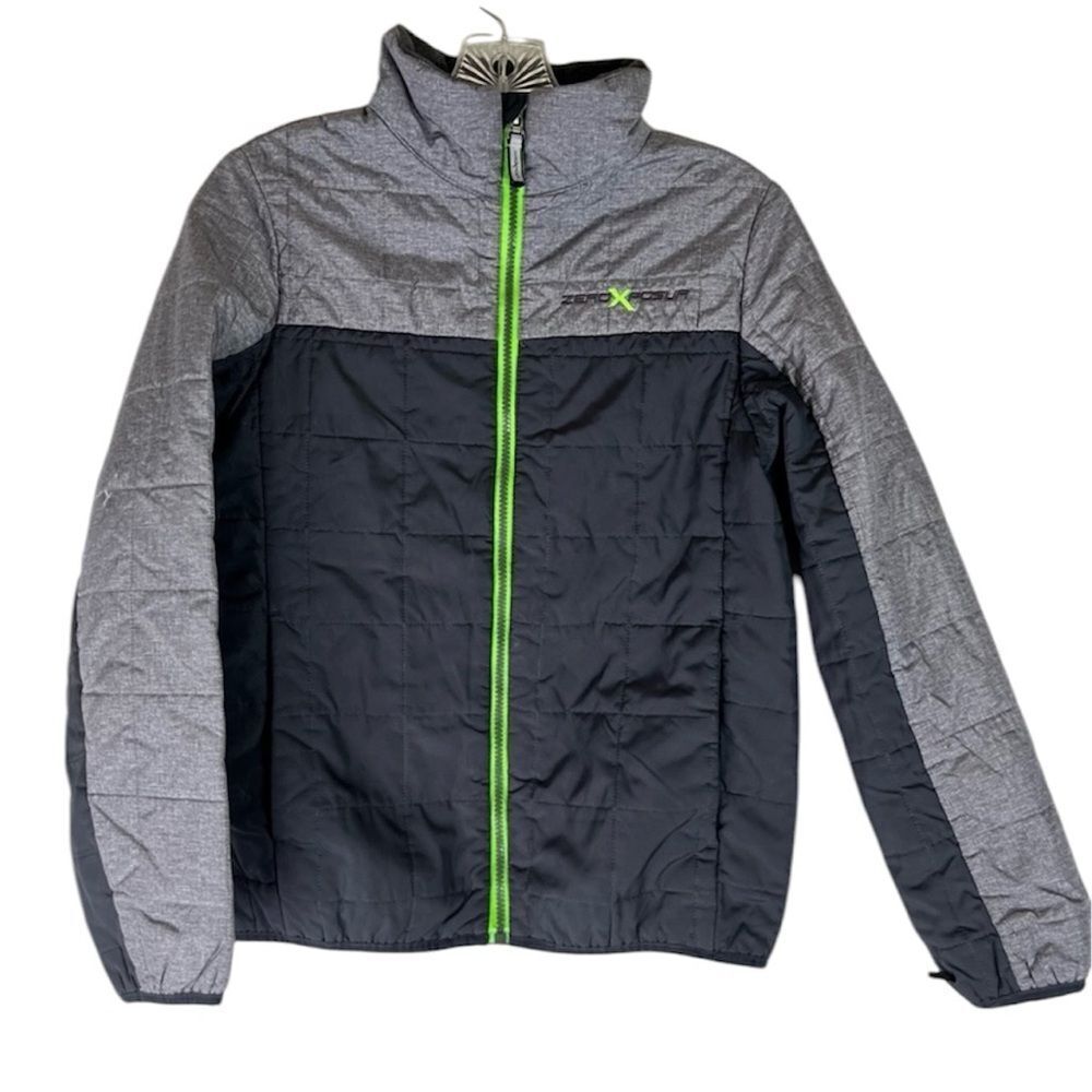ZeroXposur Jacket Boys Black Green Full Zip Lightweight Rain Wind Resistant L
